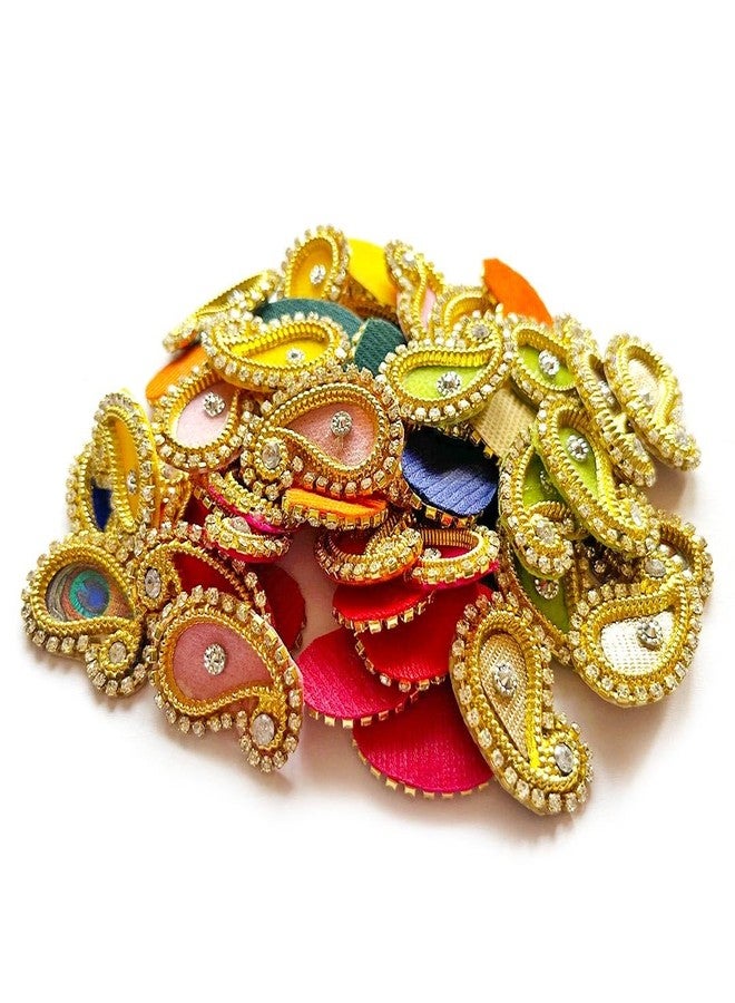 Adikala 25 pc Paisley Shape Decorative Embroidered Appliqué Patches for Goddess & Laddu Gopal Dress Creation, Art & Craft DIY, Clothes, Blouse, Embroidery Work (Multi 1) - Image 3